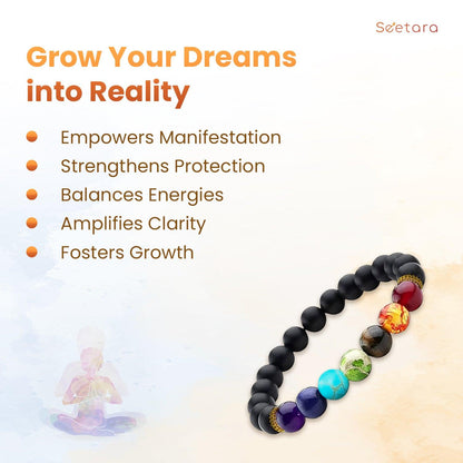 7 Chakra & Black Obsidian Healing Bracelet | For Purifying & Balancing - Seetara