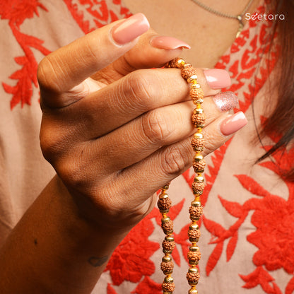 Rudraksha Mala with Gold Capping (Original Colour) (Indonesian)