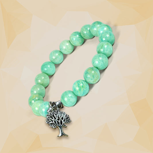 Amazonite Healing Bracelet with Tree Charm | For Truth and Communication