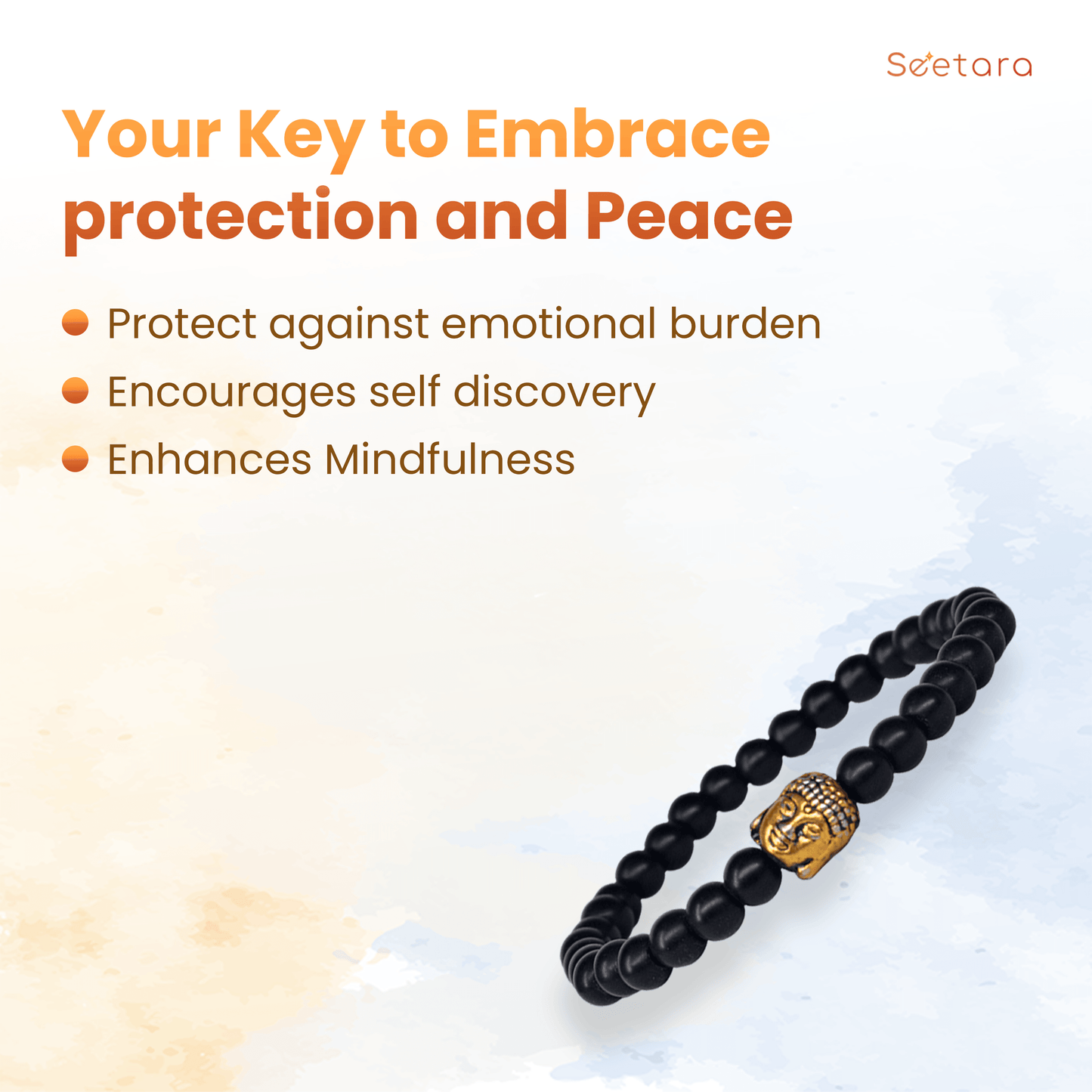 Black Obsidian Healing Bracelet with Buddha Charm | For Purifying & Protection - Seetara