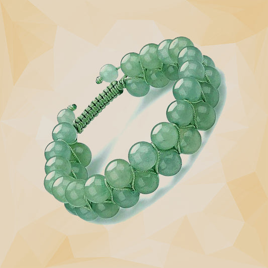 Green Aventurine Double Layered Healing Crystal Bracelet | For Abundance, Prosperity, and Happiness