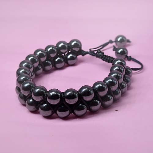 Grey Hematite Double Layered Healing Crystal Bracelet | For Grounding and Protection - Seetara