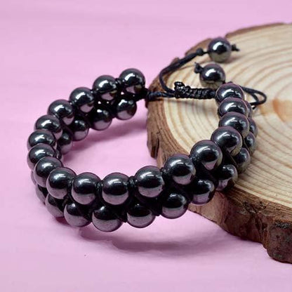 Grey Hematite Double Layered Healing Crystal Bracelet | For Grounding and Protection - Seetara