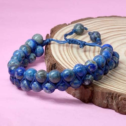 Lapis Lazuli Double Layered Healing Crystal Bracelet | For Concentration & Clarity - Seetara