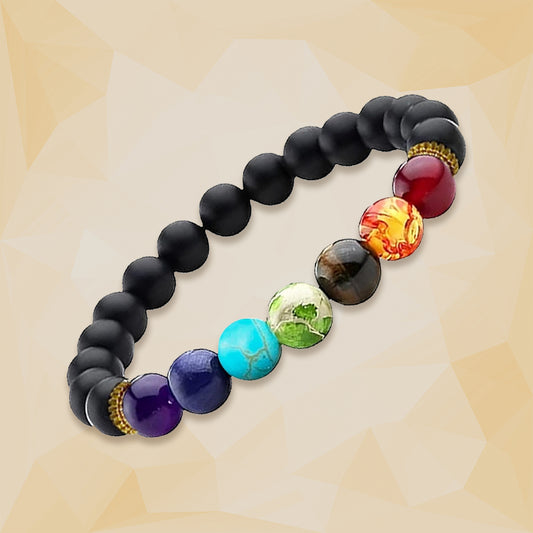 7 Chakra & Black Obsidian Healing Bracelet | For Purifying & Balancing