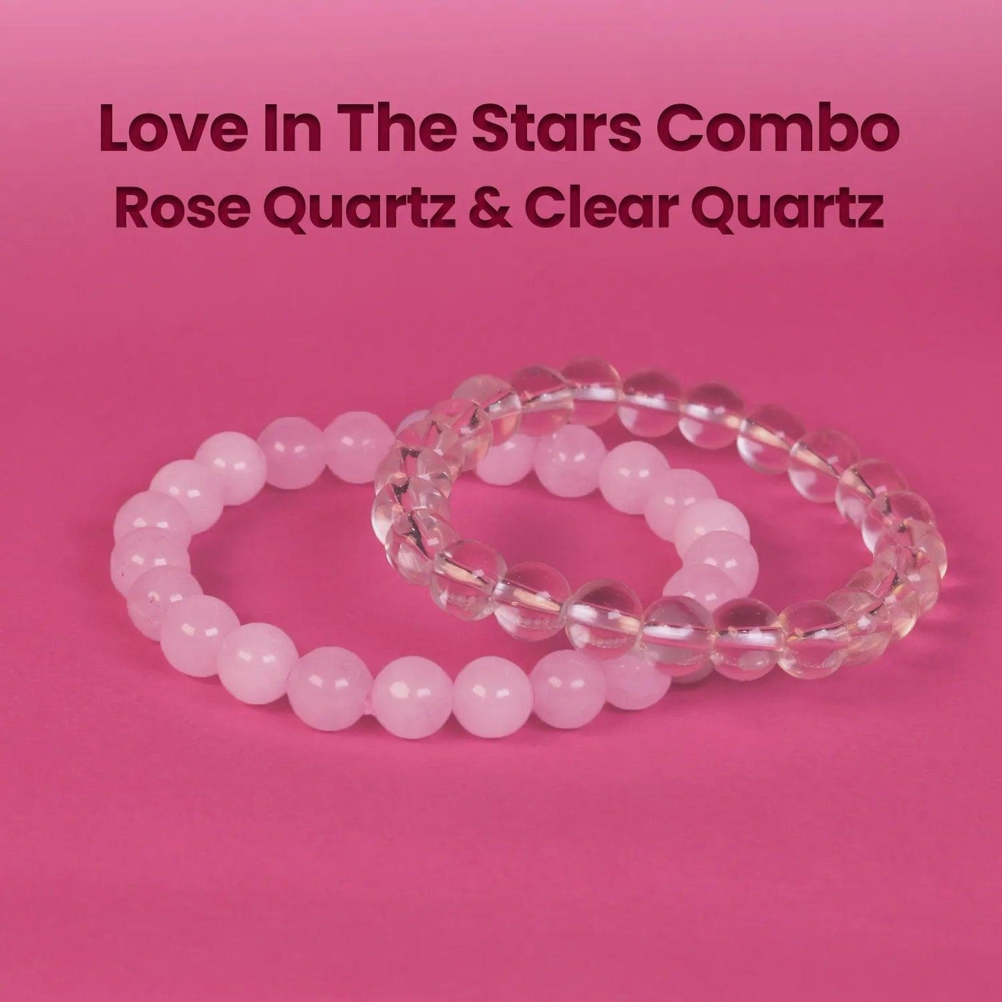 Valentine's Day Love In The Stars Combo: Rose Quartz & Clear Quartz Couple’s Bracelet - Seetara