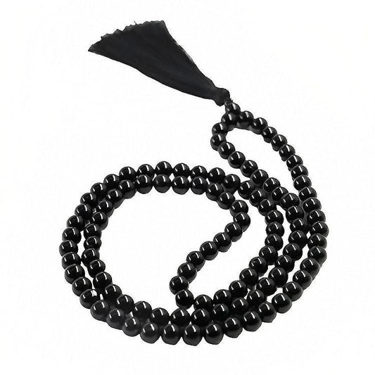 Black Onyx Japa Mala | 108 Prayer Beads | For Intuition & Clarity - Seetara