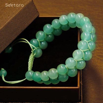 Green Aventurine Double Layered Healing Crystal Bracelet | For Abundance, Prosperity, and Happiness - Seetara