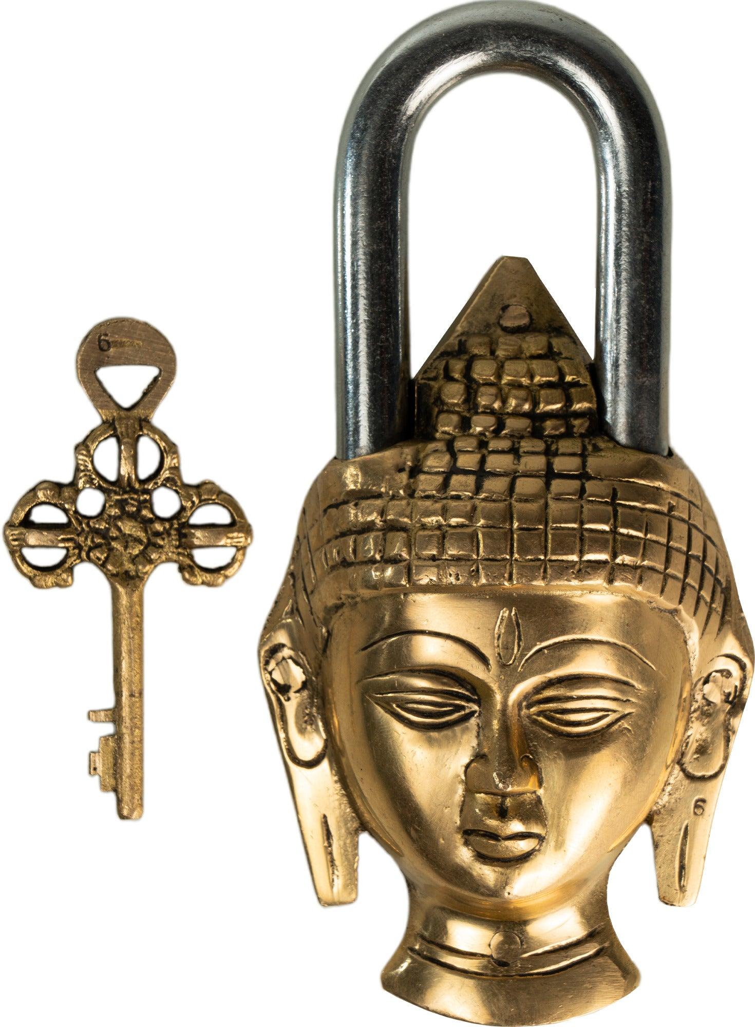 Buddha Head Lock and Key | Brass - Seetara