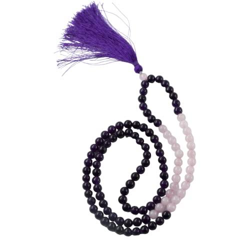 Purple Jade & Rose Quartz Japa Mala | 108 Beads | For Unconditional Love & Acceptance - Seetara